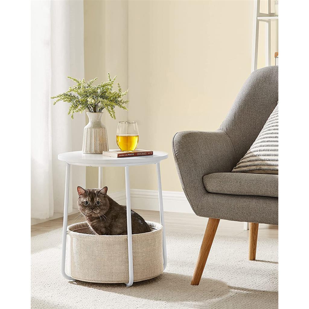 Modern Nightstand with Fabric Basket