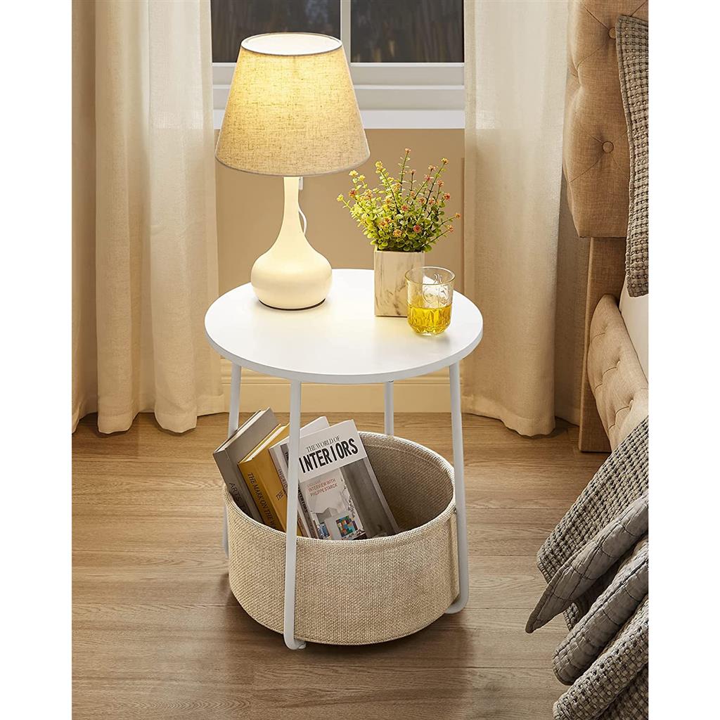 Modern Nightstand with Fabric Basket