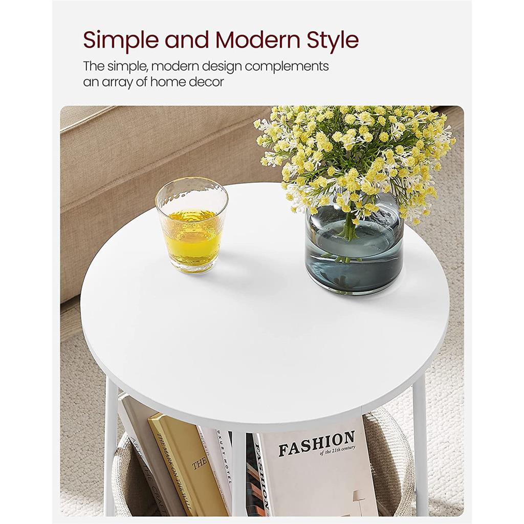 Modern Nightstand with Fabric Basket