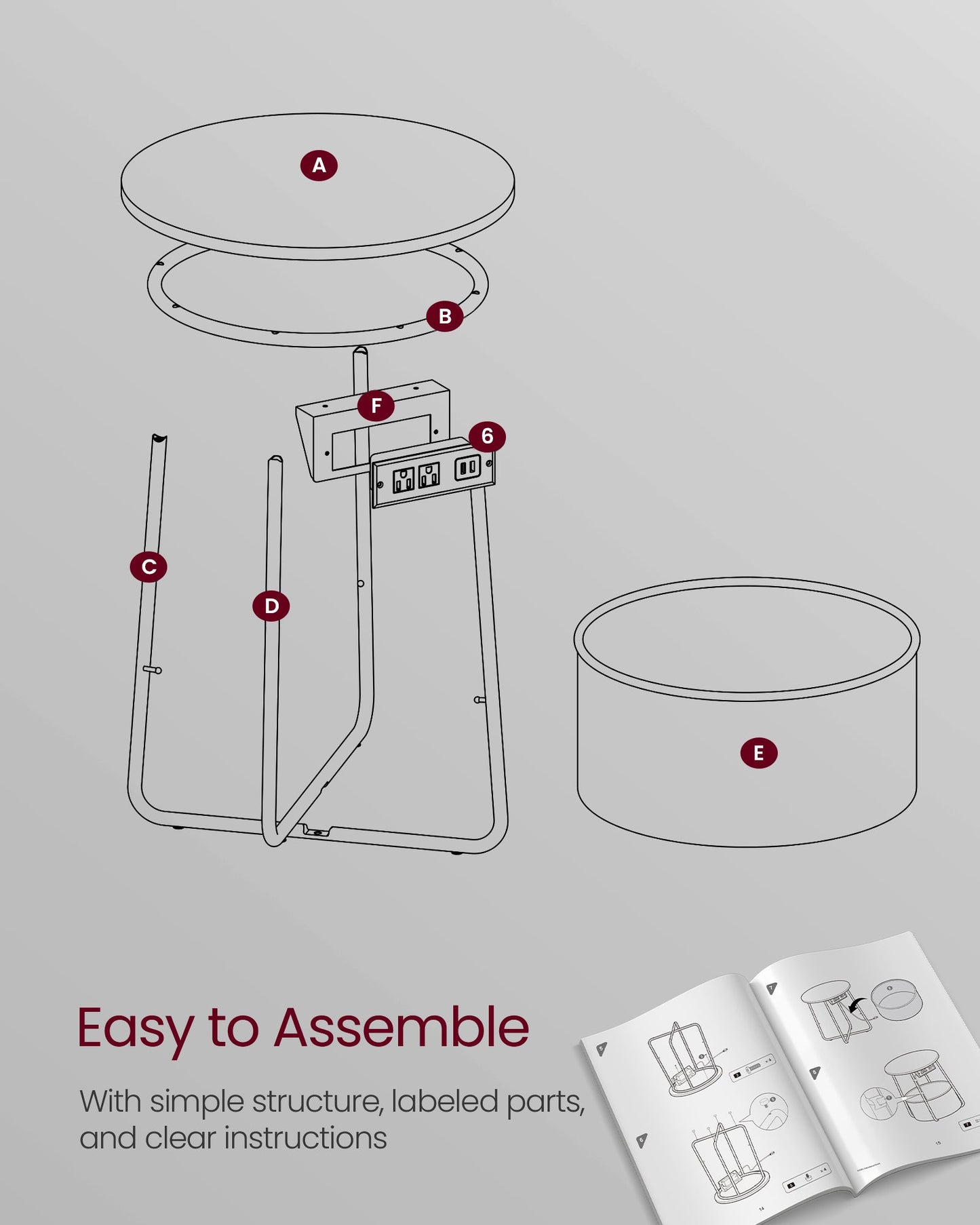 Side Table with Charging Station