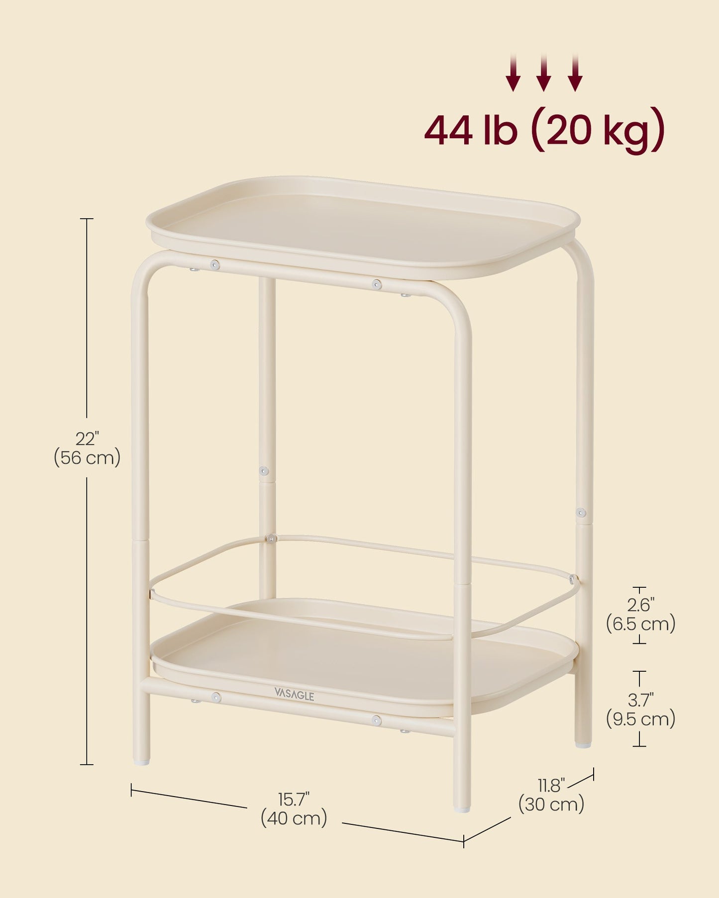 2-Tier Metal Coffee Table with Tray Storage