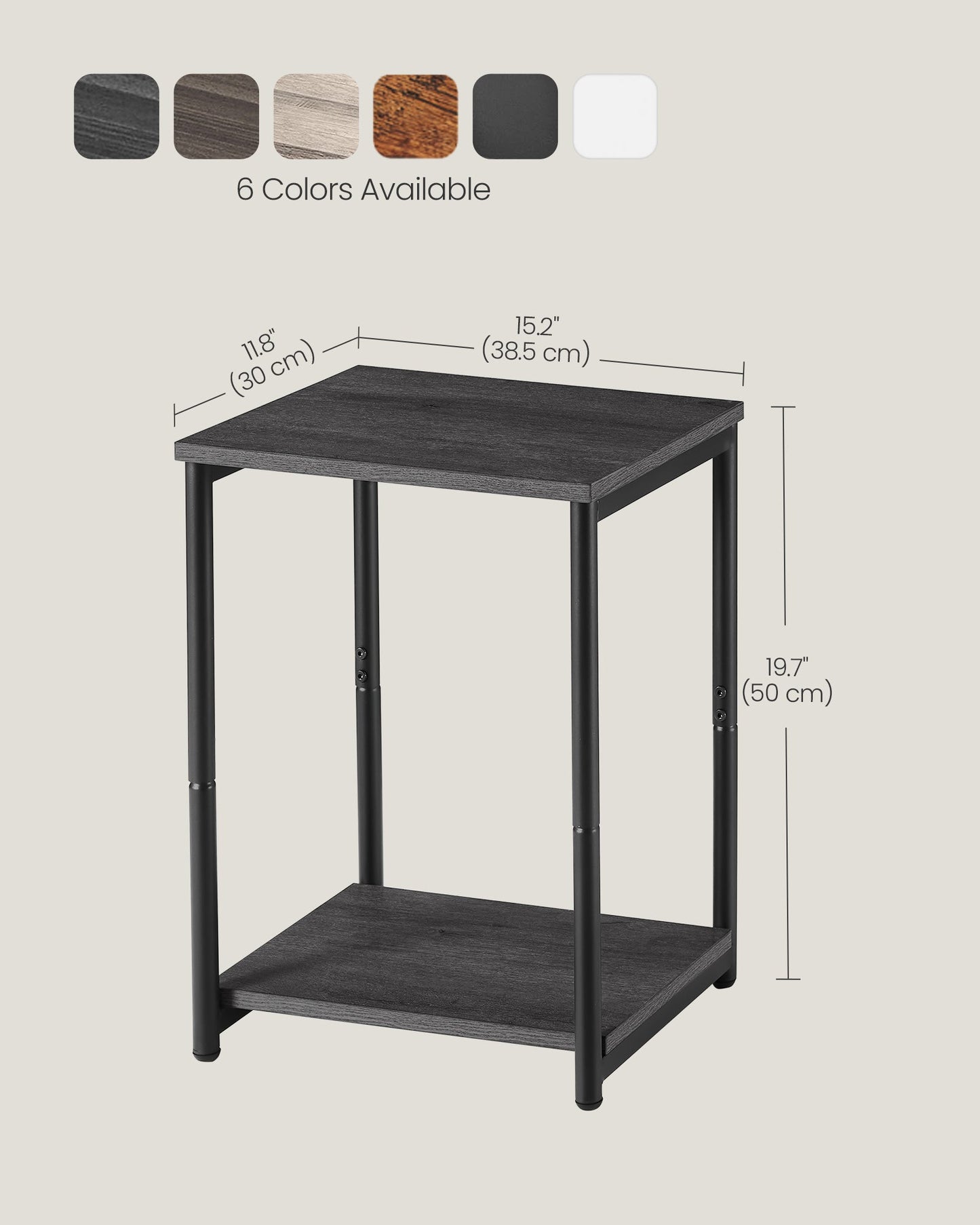 Set of 2 Side Tables Misty Gray and Classic Black
