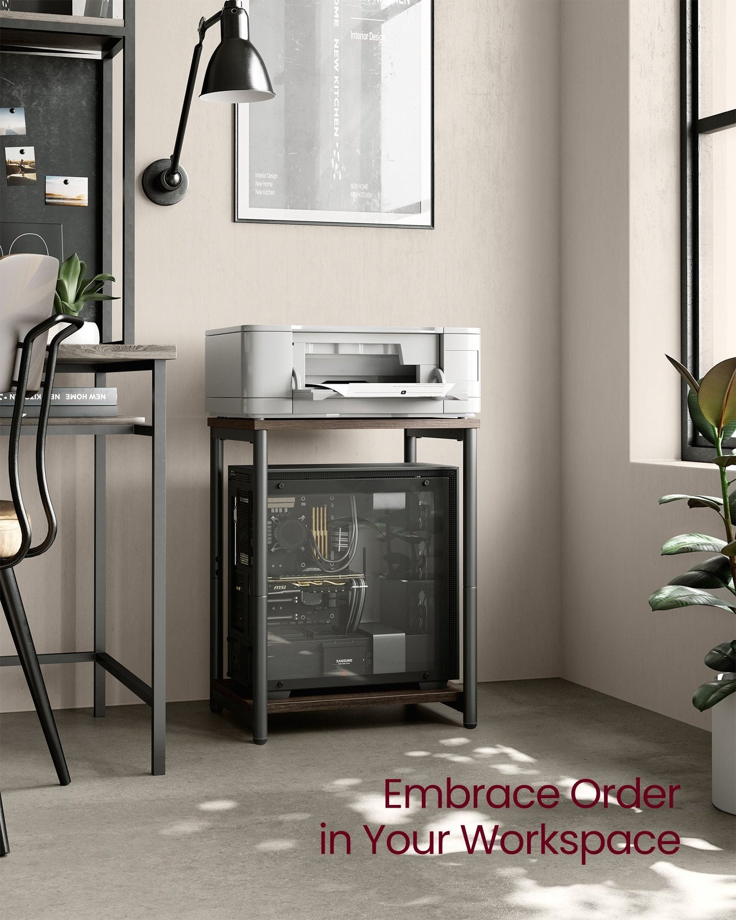 Set of 2 Side Tables Chestnut Brown and Classic Black