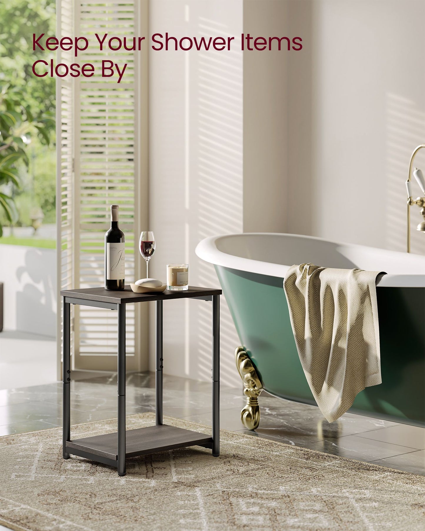 Set of 2 Side Tables Chestnut Brown and Classic Black