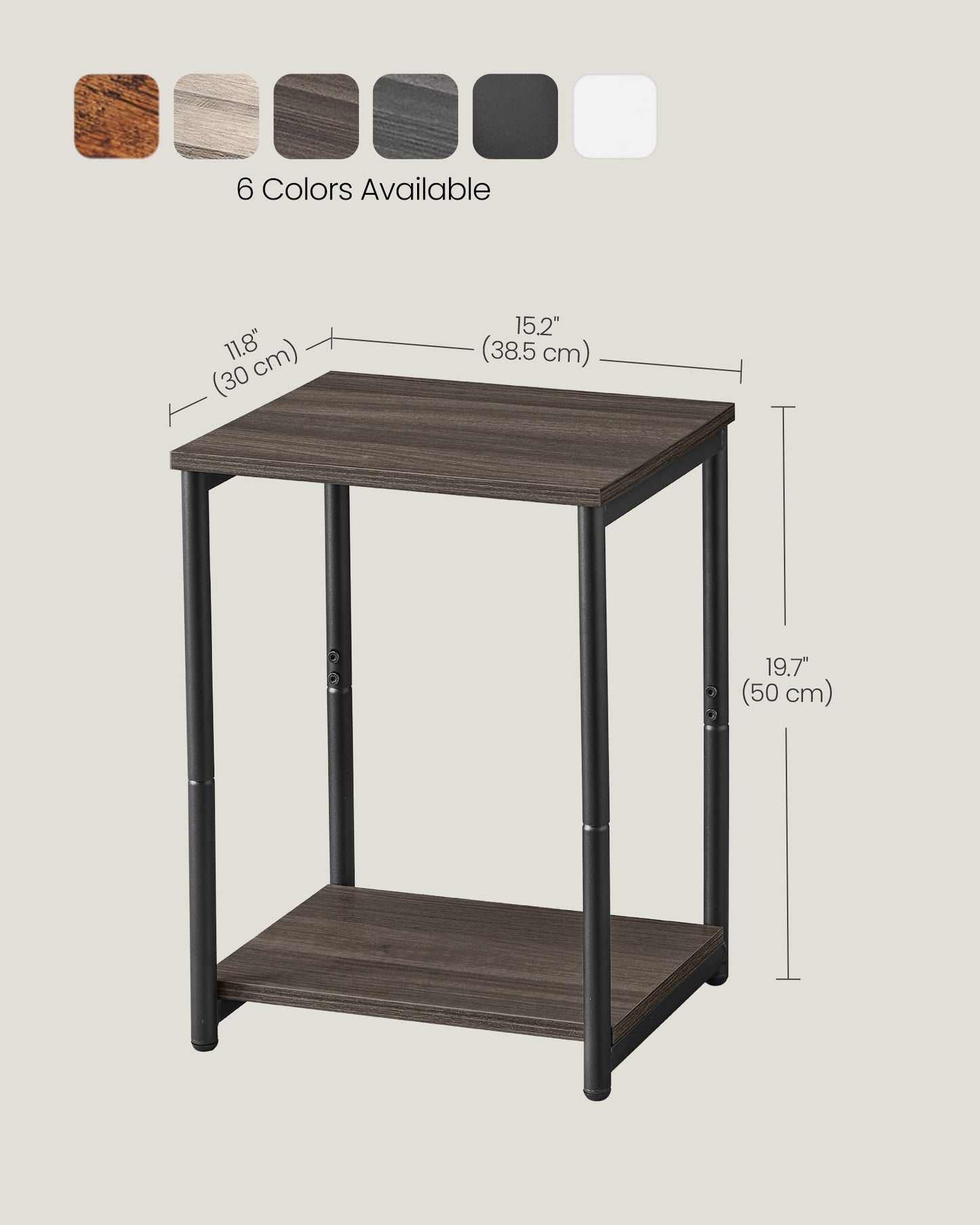Set of 2 Side Tables Chestnut Brown and Classic Black