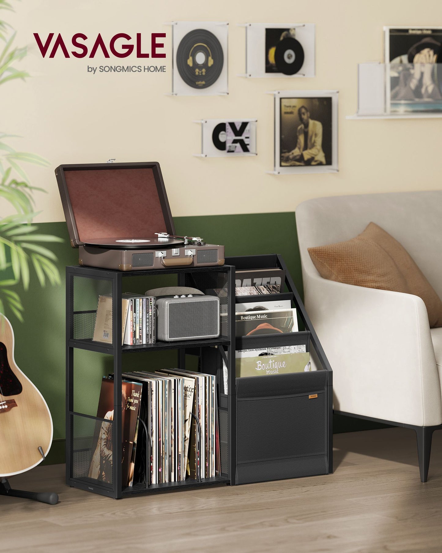 3-Tier Record Player Stand for 140 Albums