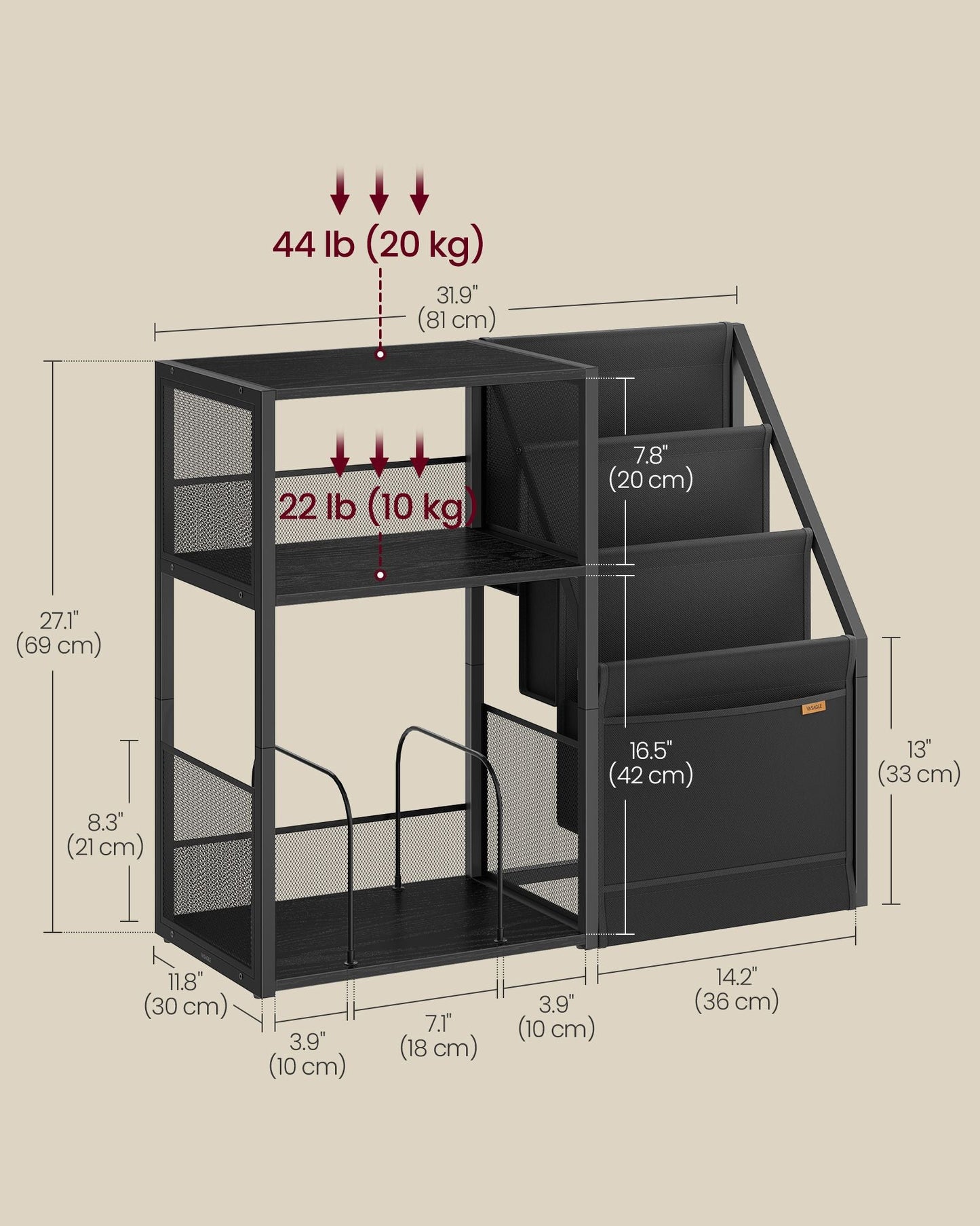 3-Tier Record Player Stand for 140 Albums