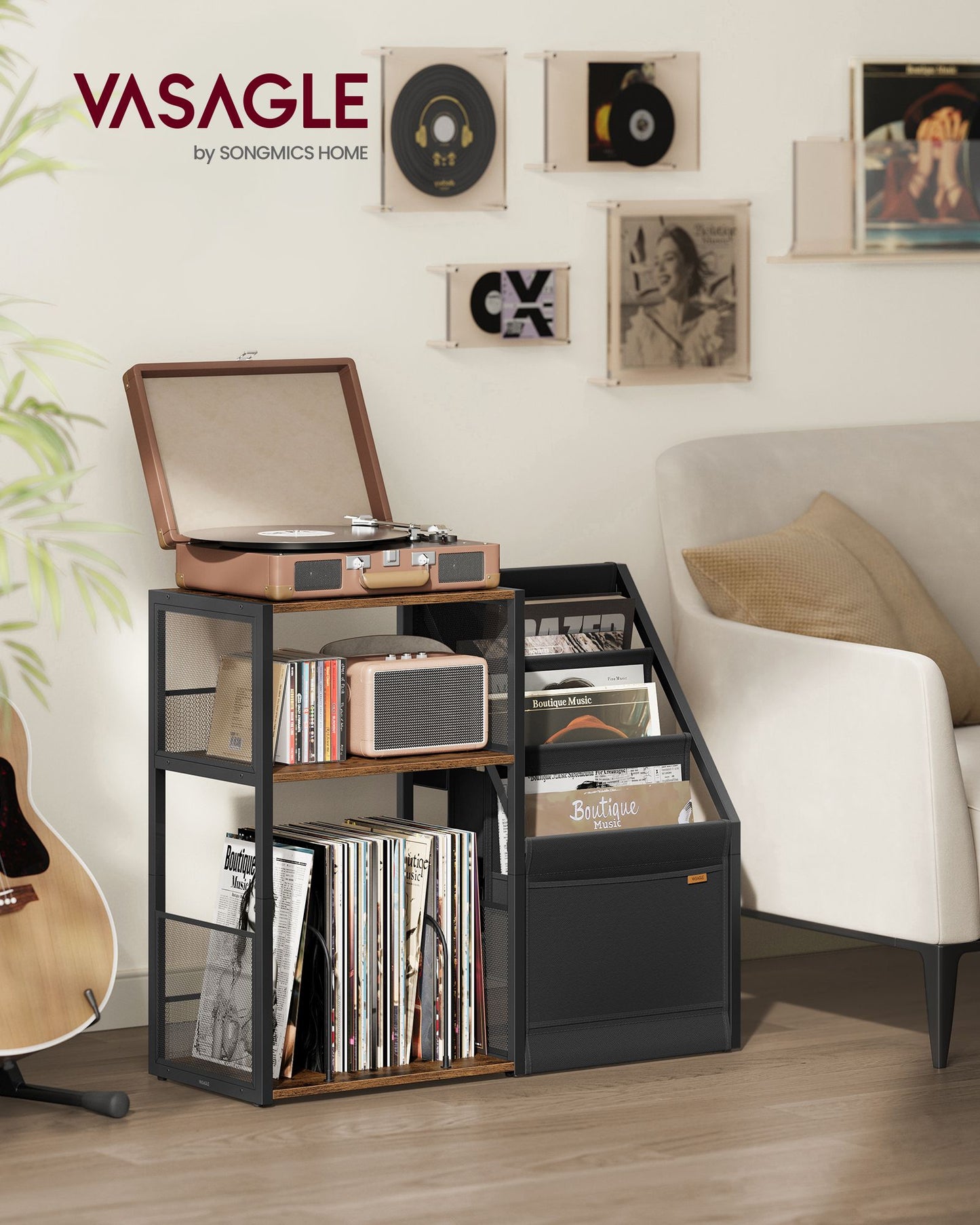 3-Tier Record Player Stand for 140 Albums