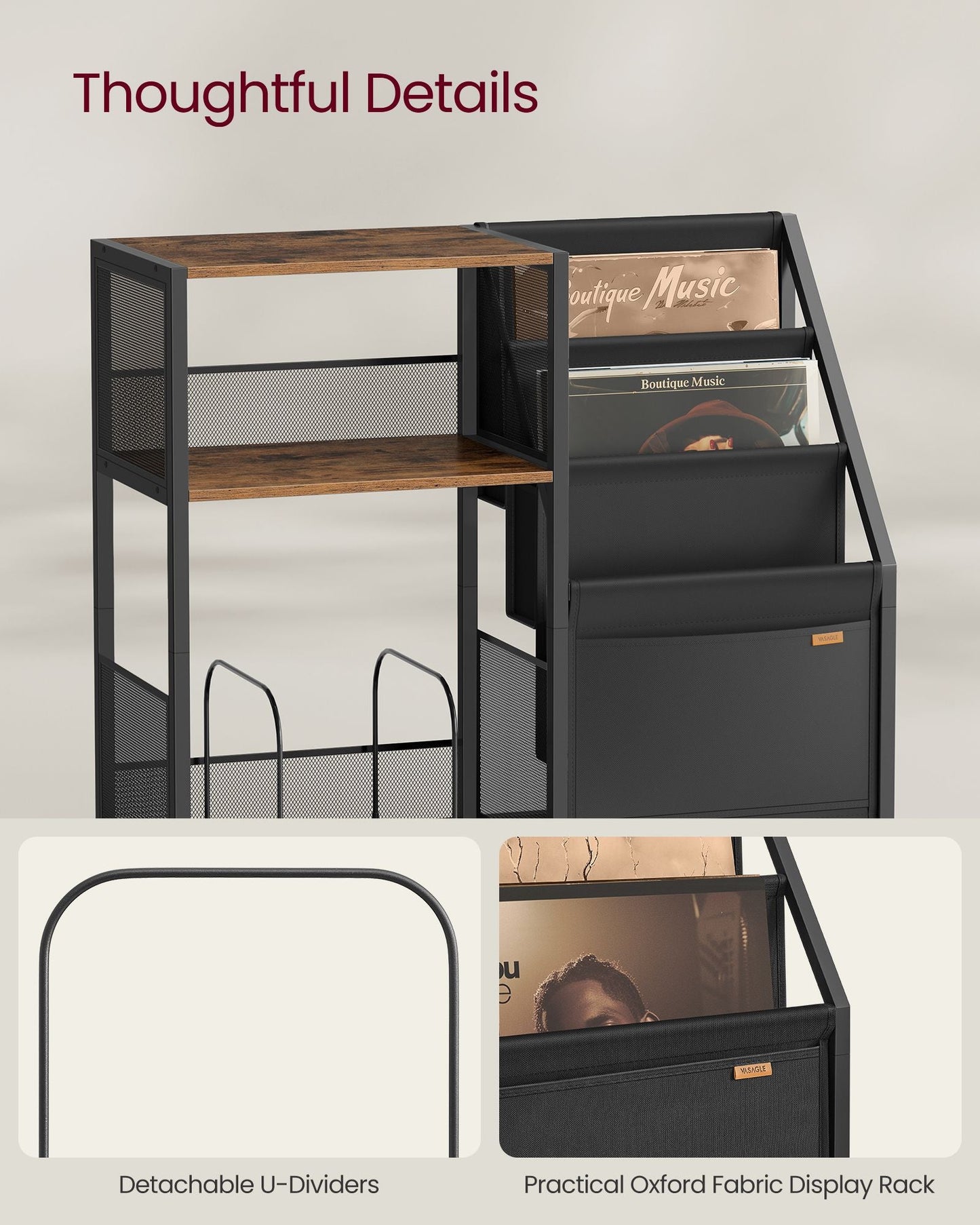 3-Tier Record Player Stand for 140 Albums