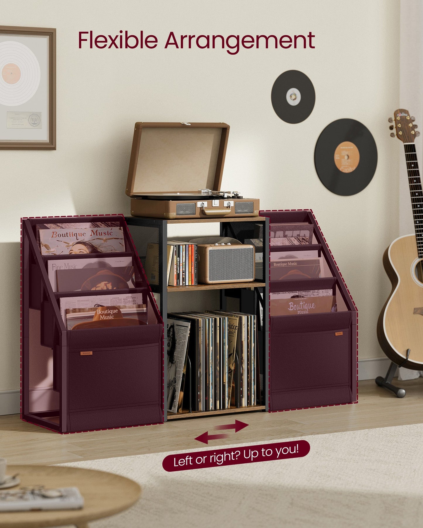 3-Tier Record Player Stand for 140 Albums