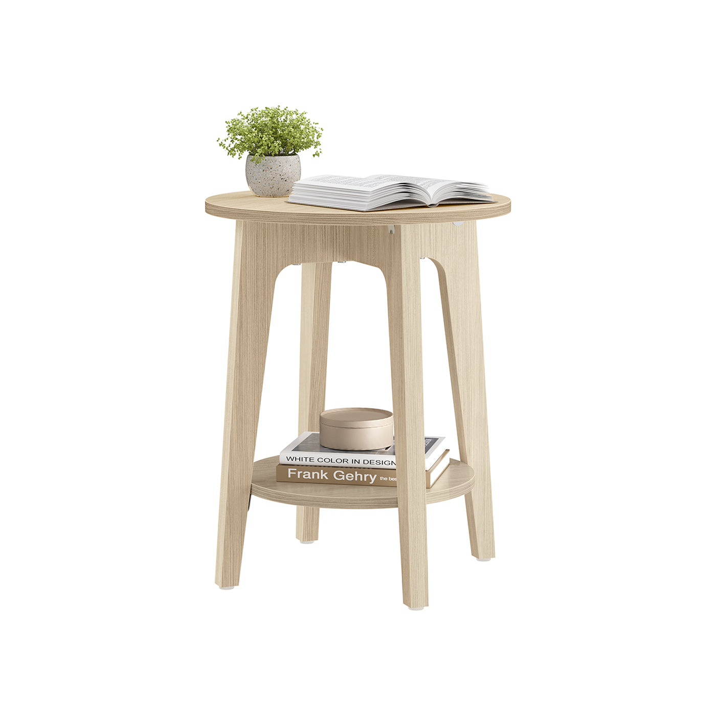 Small Round End Table with Lower Shelf