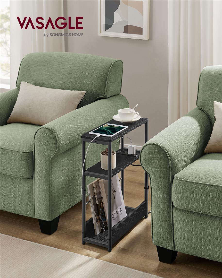 Narrow Side Table with Charging Station
