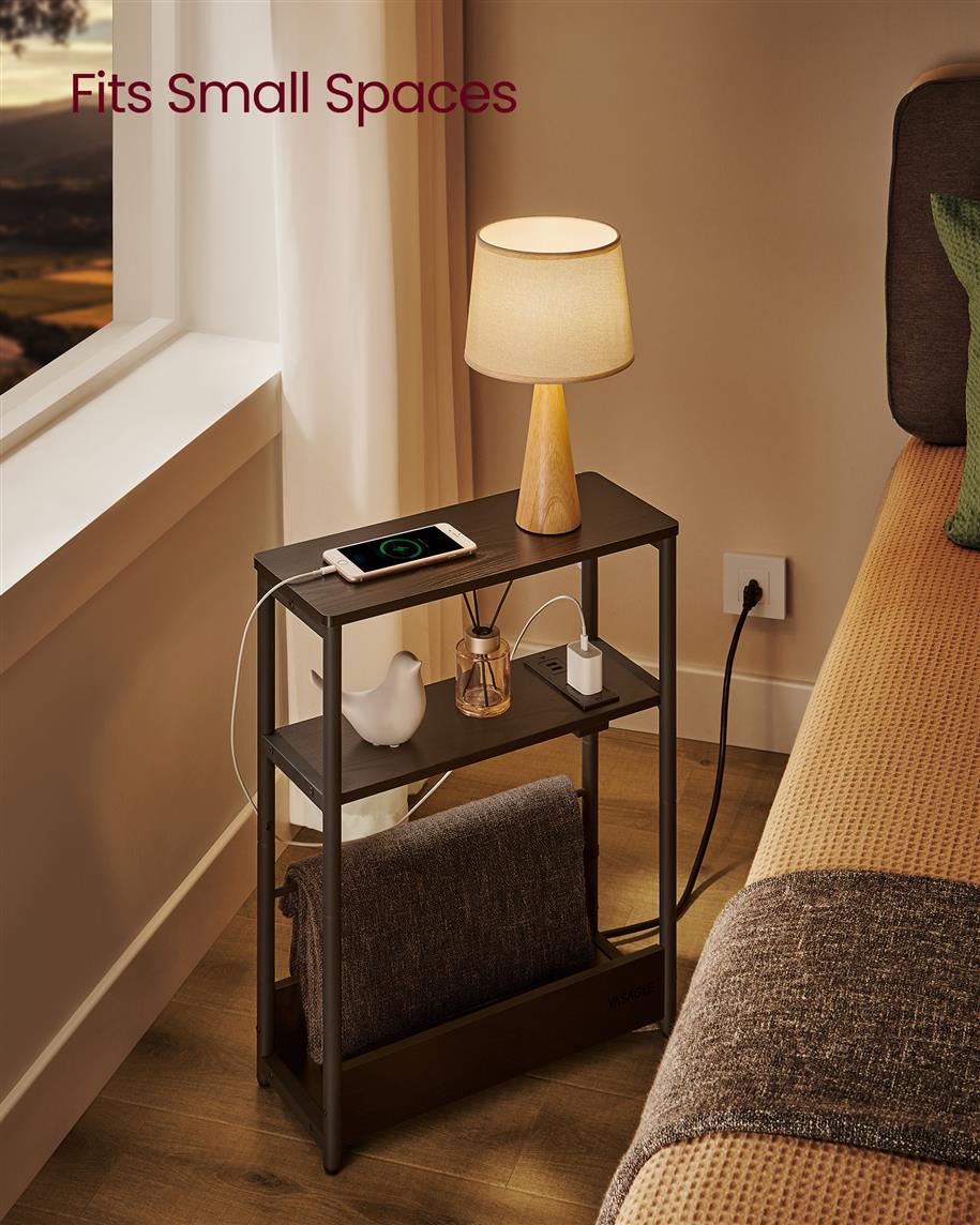 Narrow Side Table with Charging Station