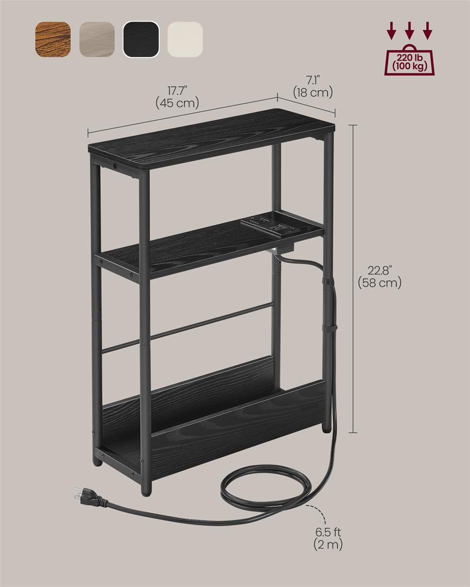 Narrow Side Table with Charging Station