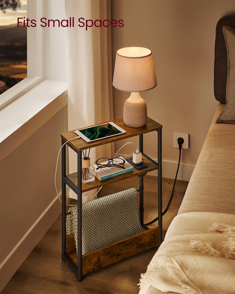 Narrow Side Table with Charging Station
