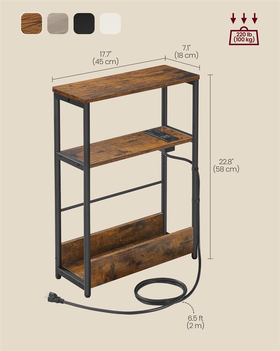Narrow Side Table with Charging Station