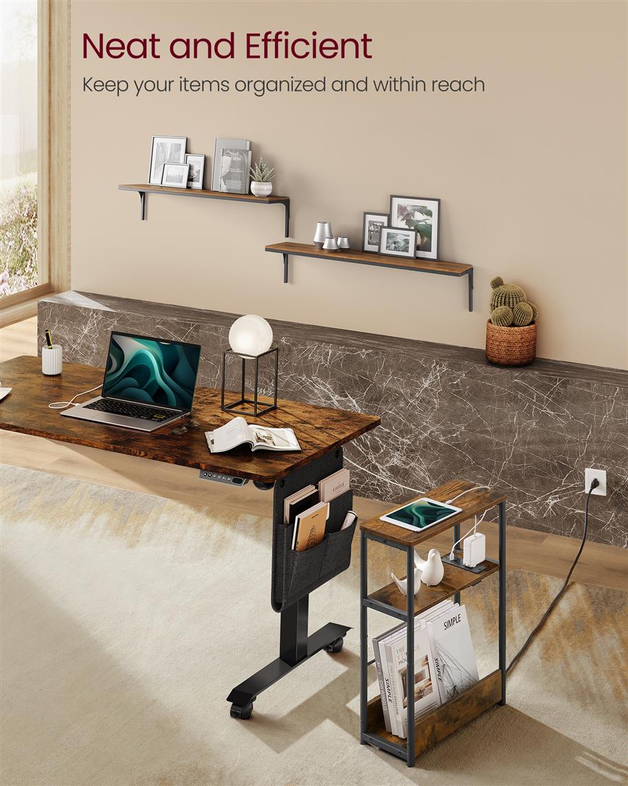 Narrow Side Table with Charging Station