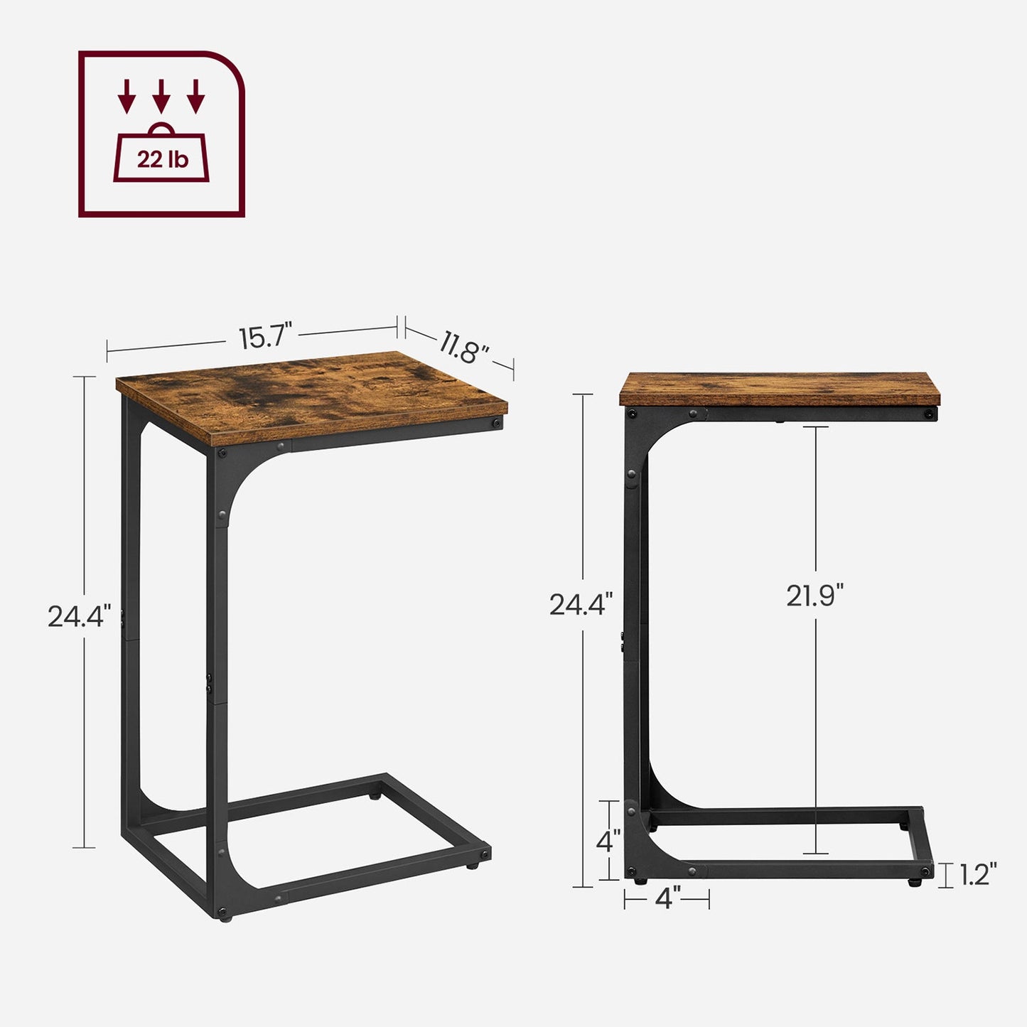 Set of 2 C-Shaped End Table