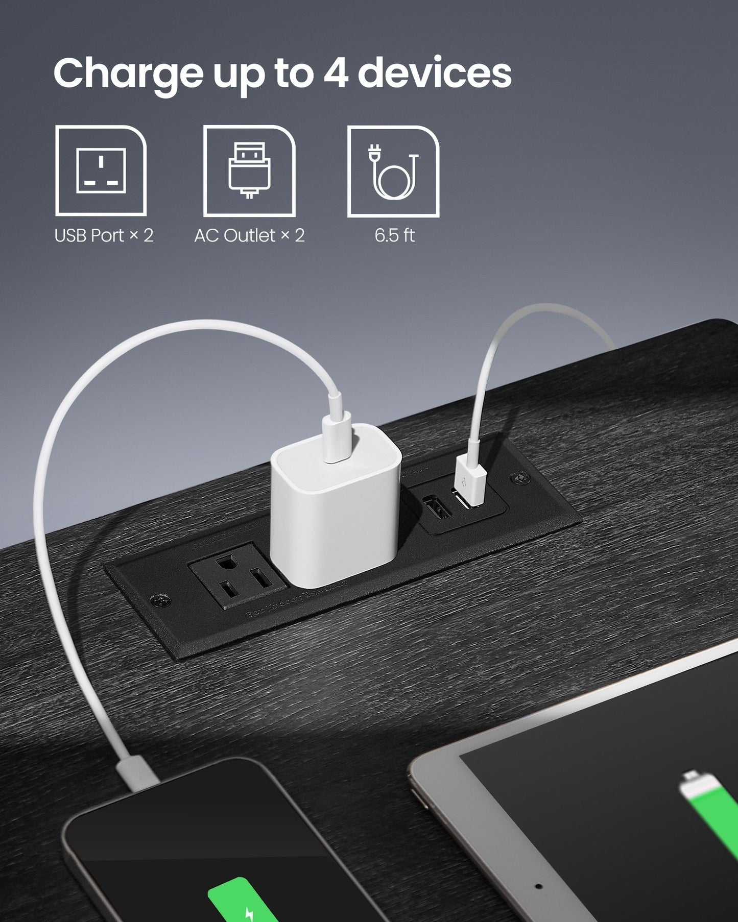 Nightstand with Charging Station and Adjustable LED Lights