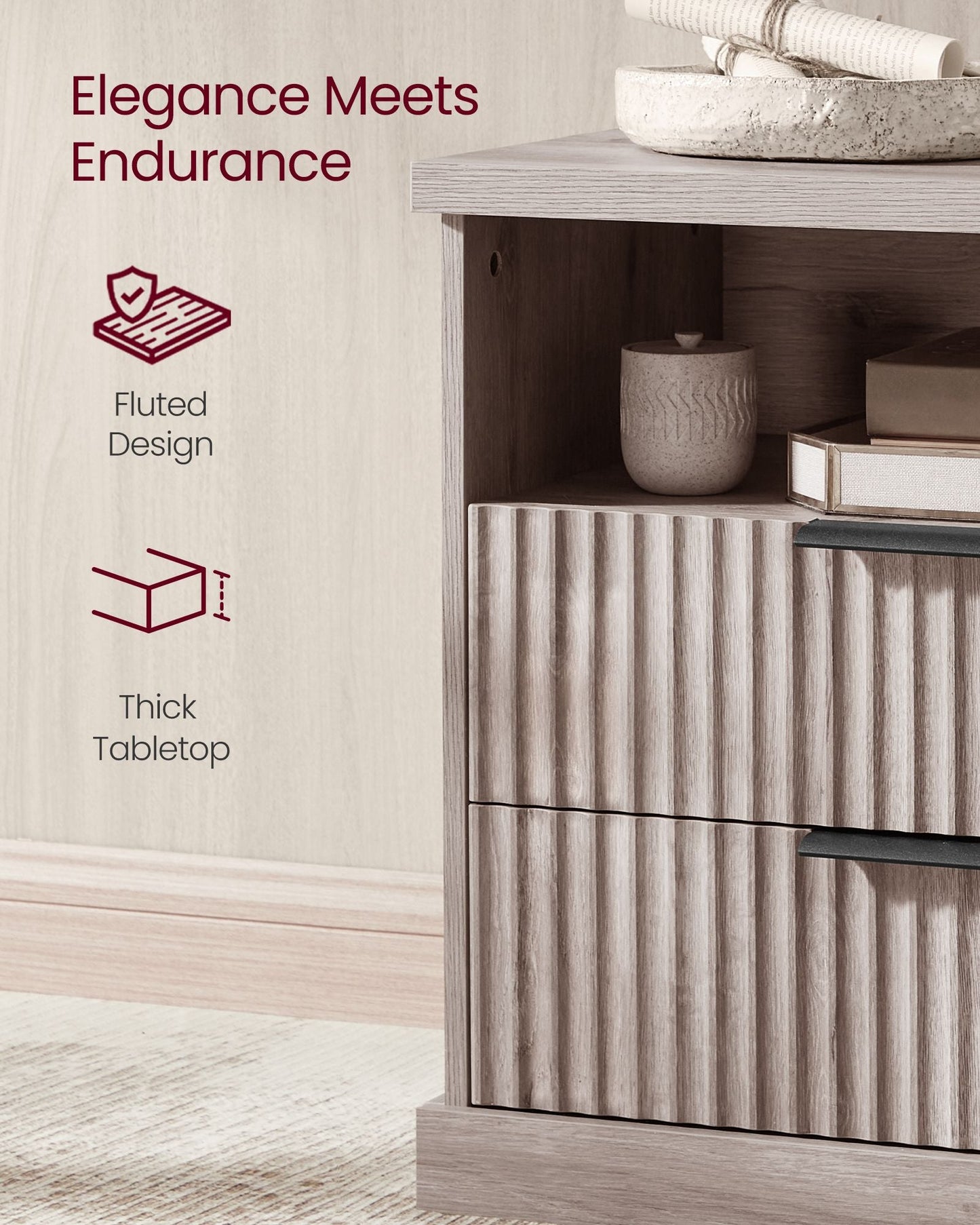 MAXE Collection - Nightstand with Charging Station