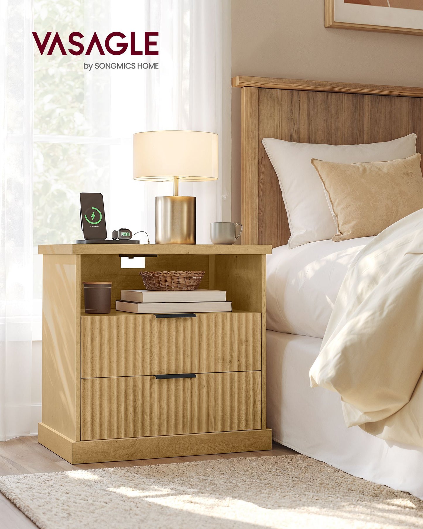 MAXE Collection - Nightstand with Charging Station