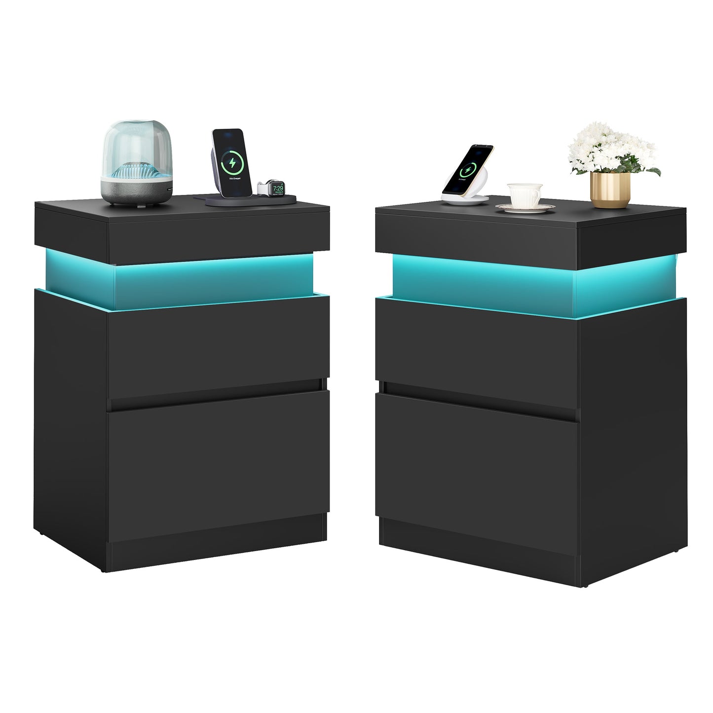 KAILYN Collection - Nightstand with Power Outlets, Sliding Lid