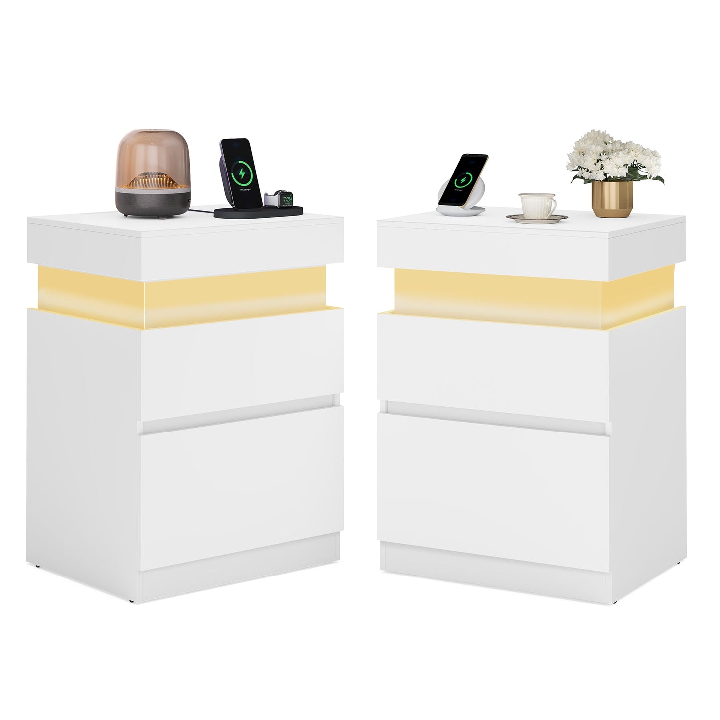 KAILYN Collection - Nightstand with Power Outlets, Sliding Lid