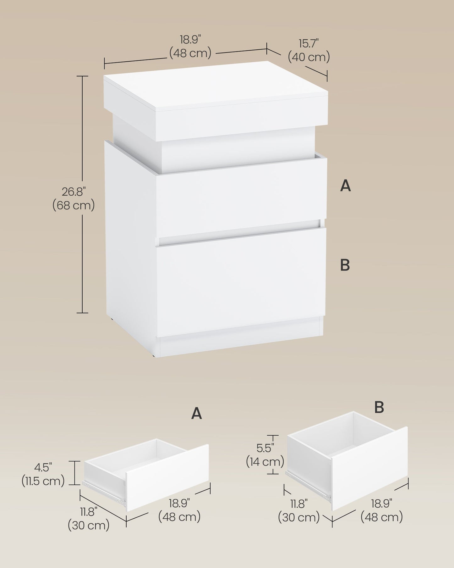 KAILYN Collection - Nightstand with Power Outlets, Sliding Lid