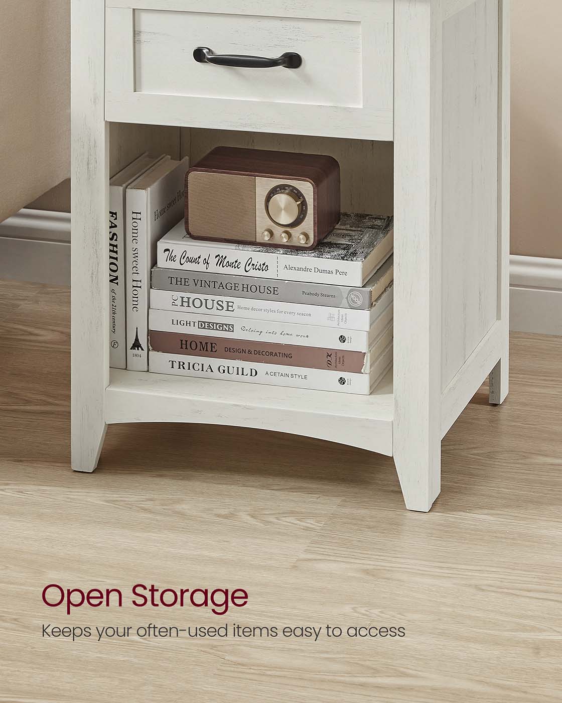 Farmhouse Nightstand with Charging Station