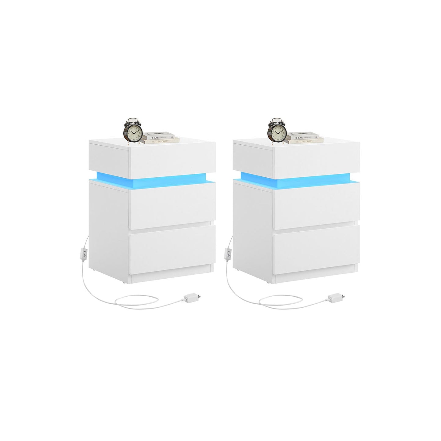 Nightstands with LED Lights, Set of 2