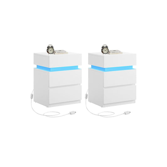Nightstands with LED Lights, Set of 2