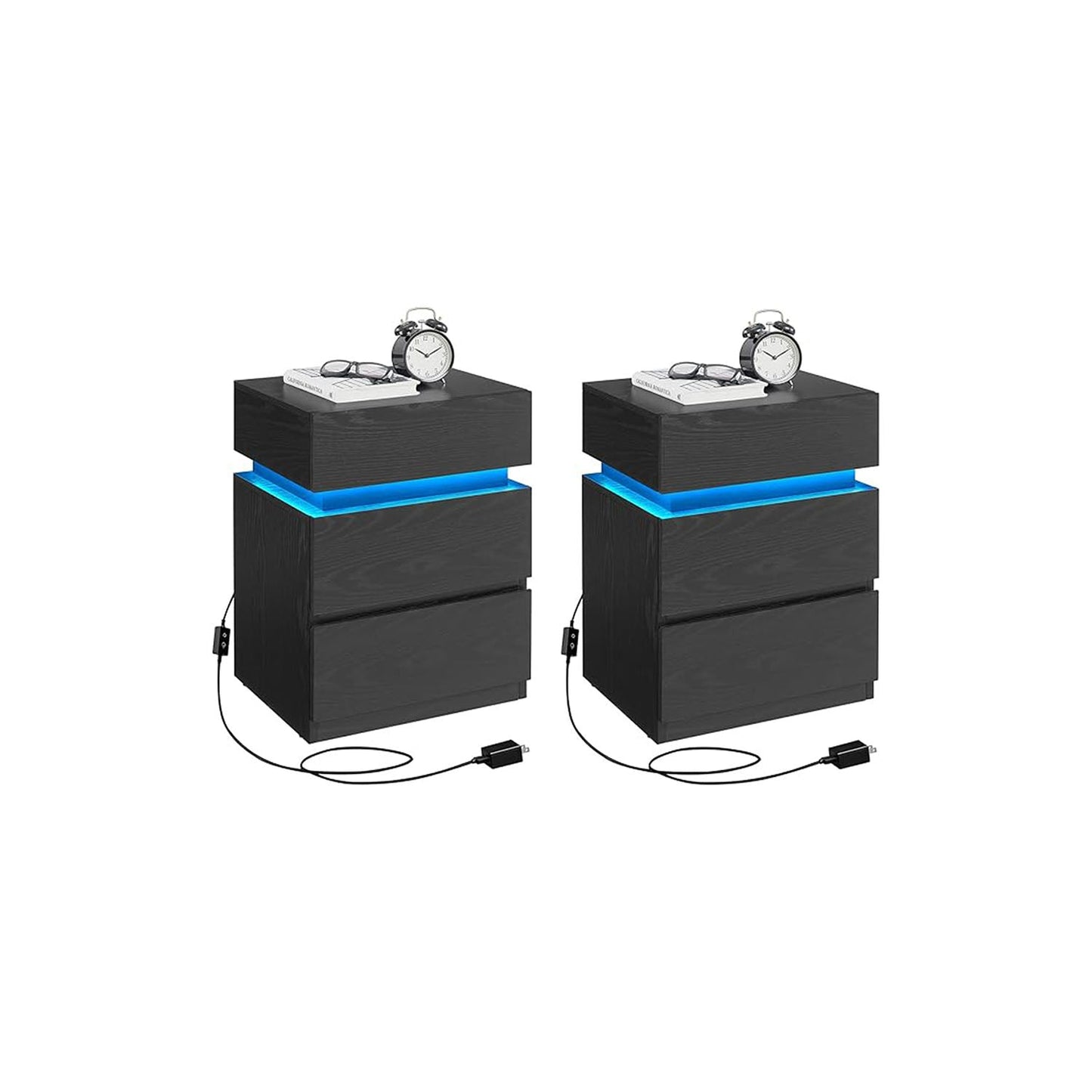 Nightstands with LED Lights, Set of 2