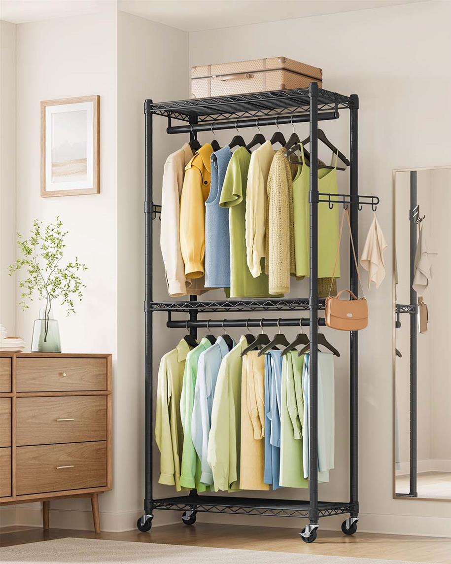Heavy-Duty Rolling Clothes Rack