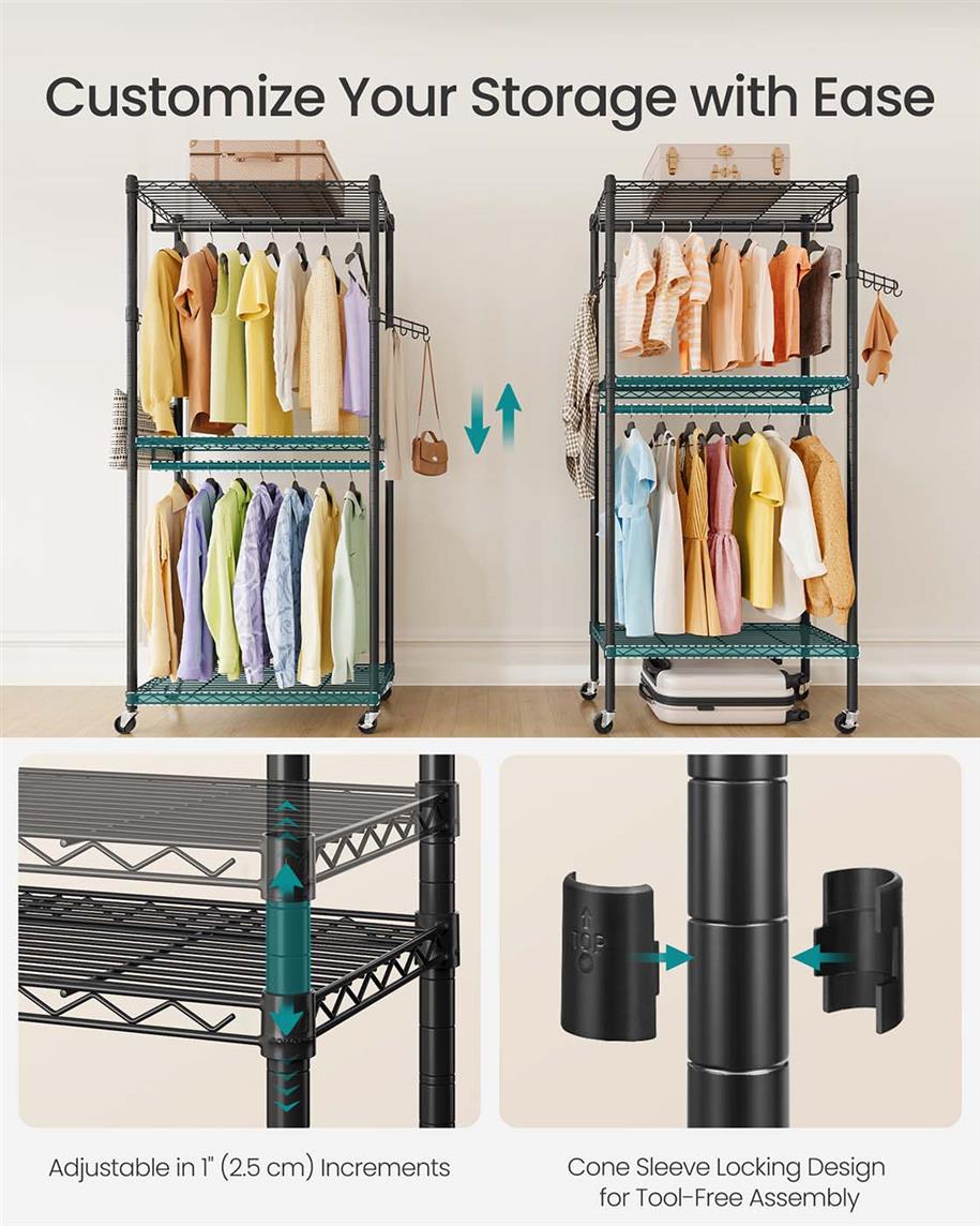 Heavy-Duty Rolling Clothes Rack