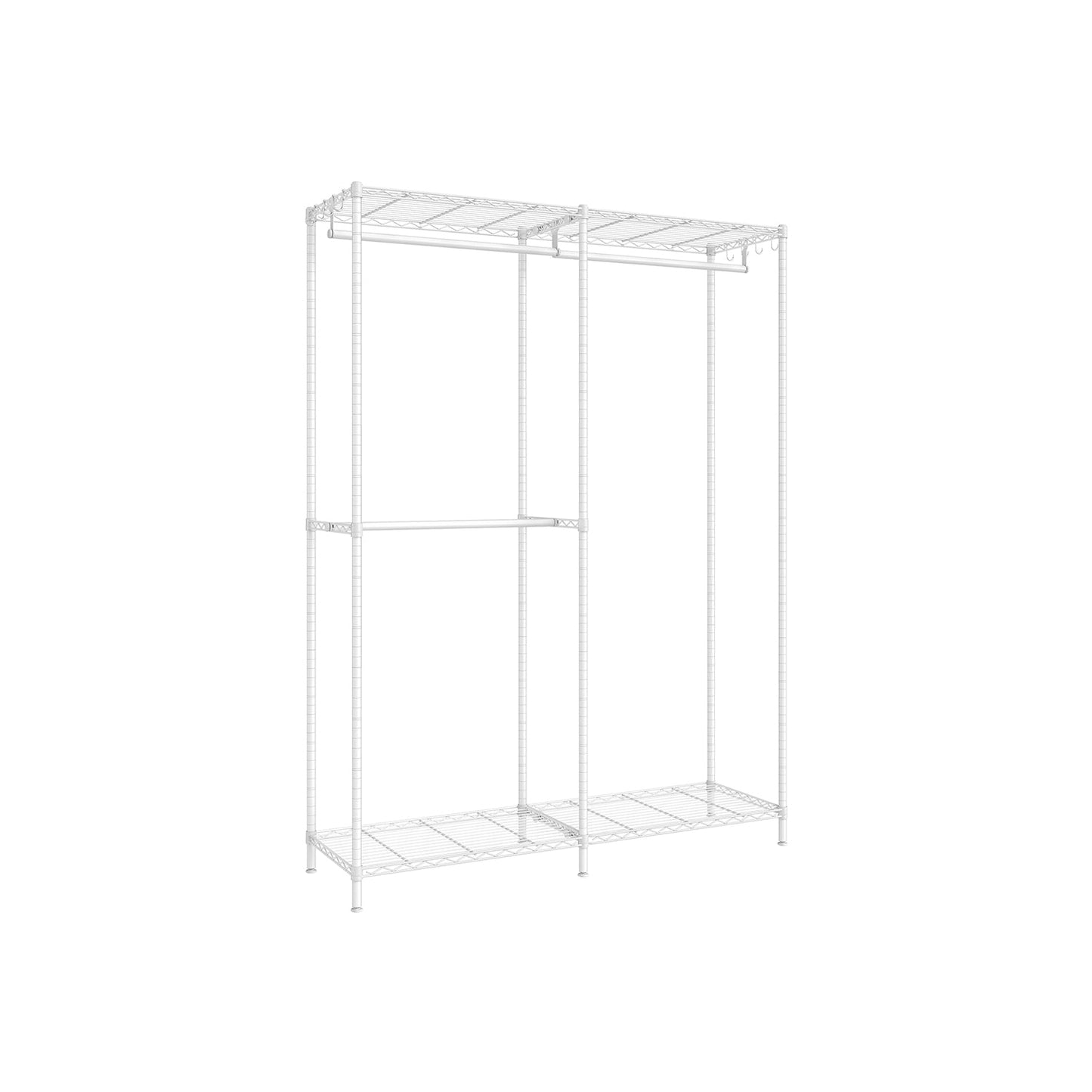 Metal Clothing Rack with Adjustable Shelves and Hanging Rails
