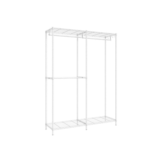 Metal Clothing Rack with Adjustable Shelves and Hanging Rails