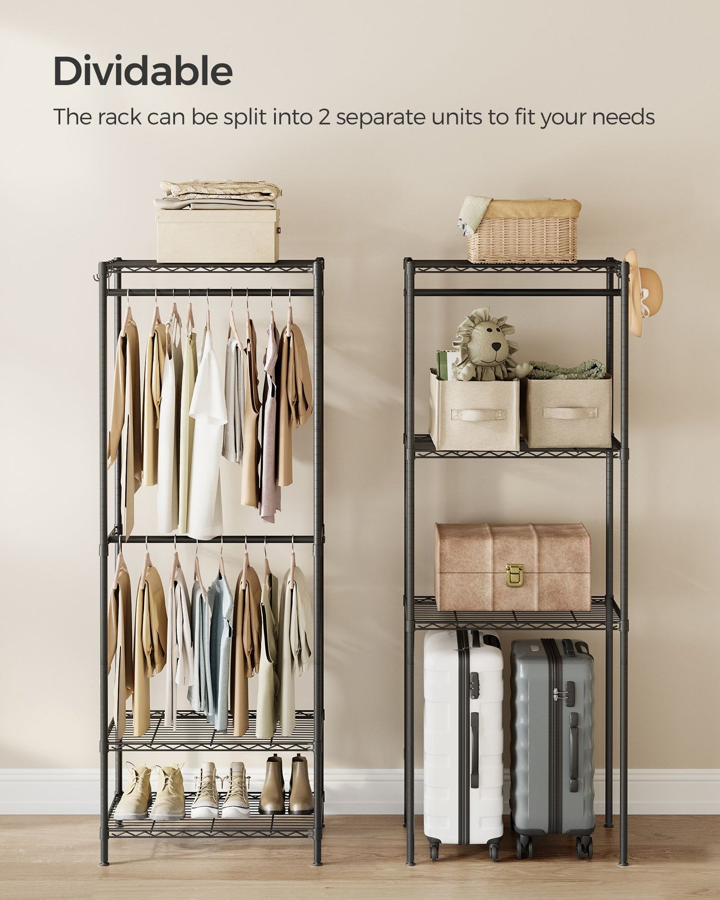 Metal Portable Wardrobe Closet with Adjustable Wire Shelves