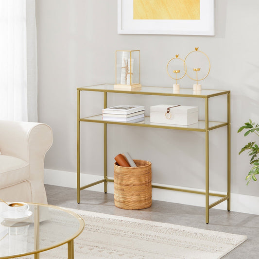 Gold Console Table with Shelf