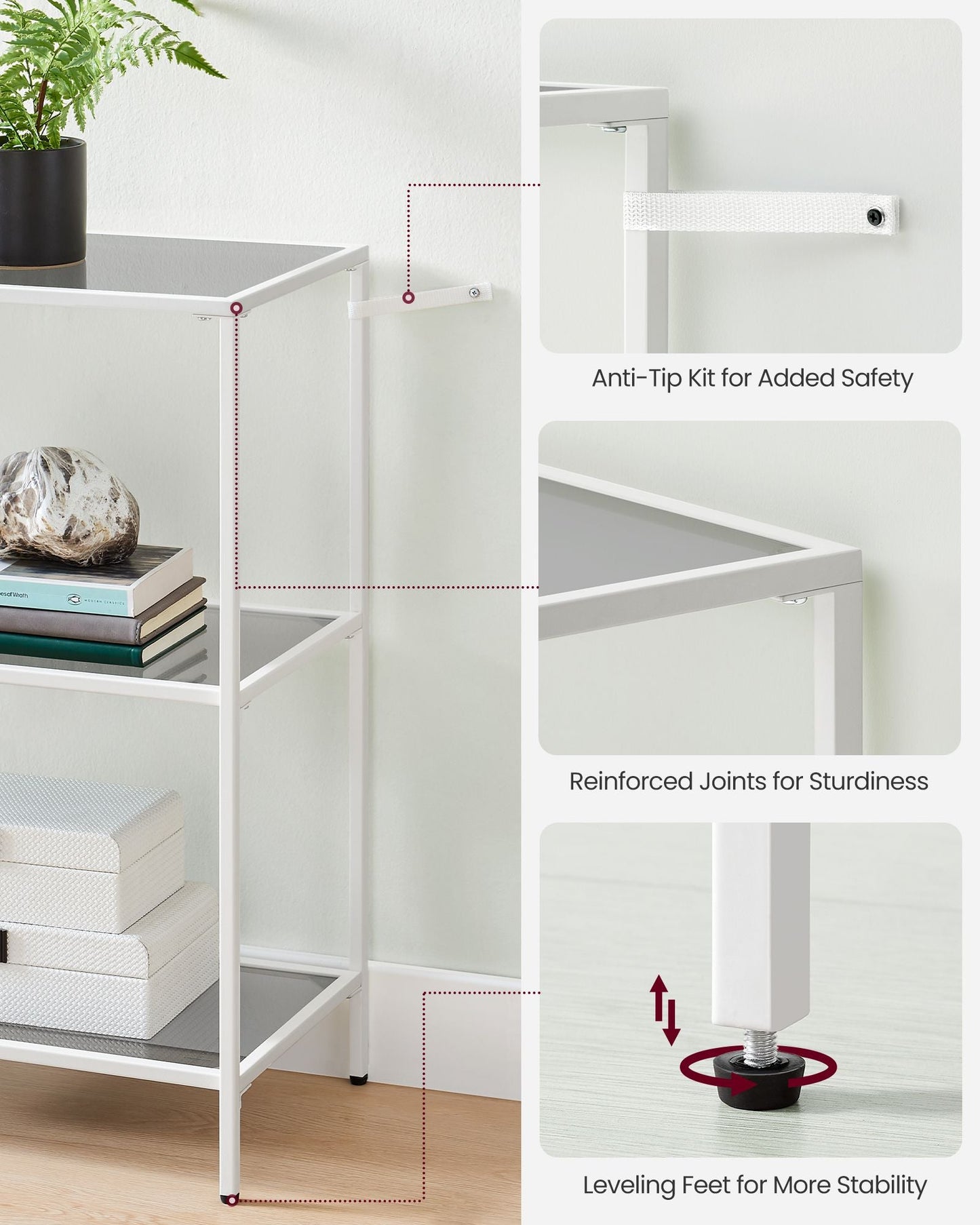 39.4 Inch Console Table with 3 Shelves