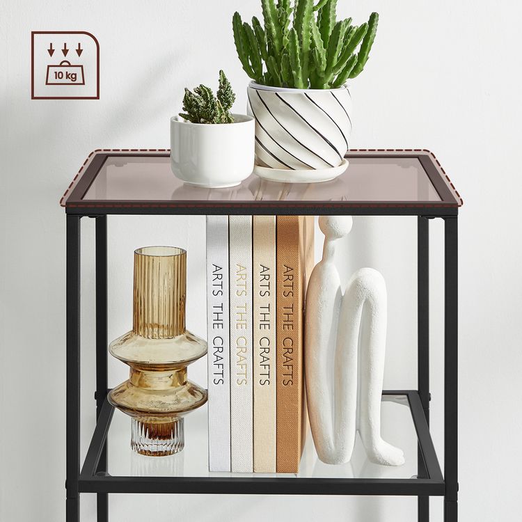 Bookcase, 4-Tier Shelving Unit, Bookshelf, Tempered Glass, Black