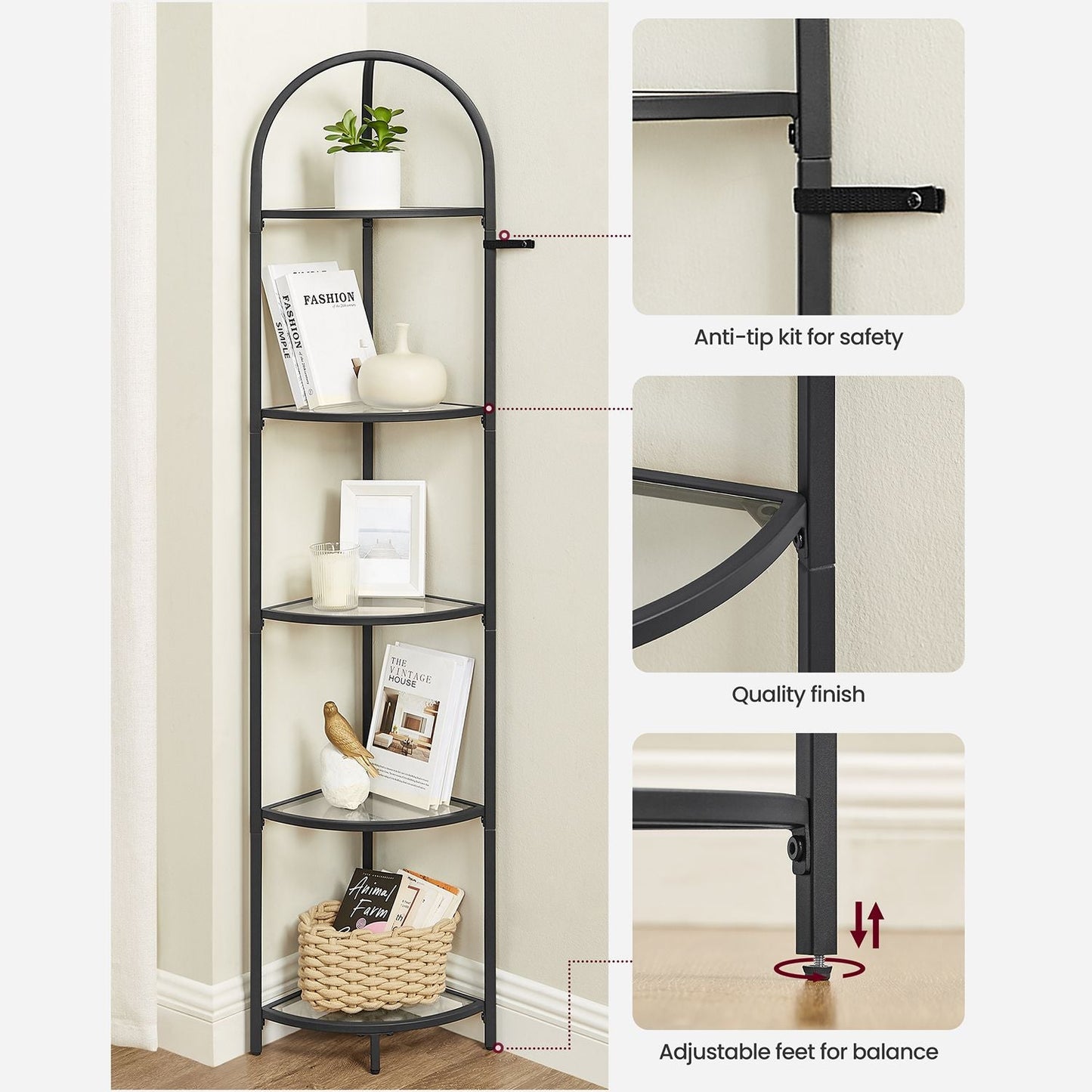 5-Tier Corner Bookshelf