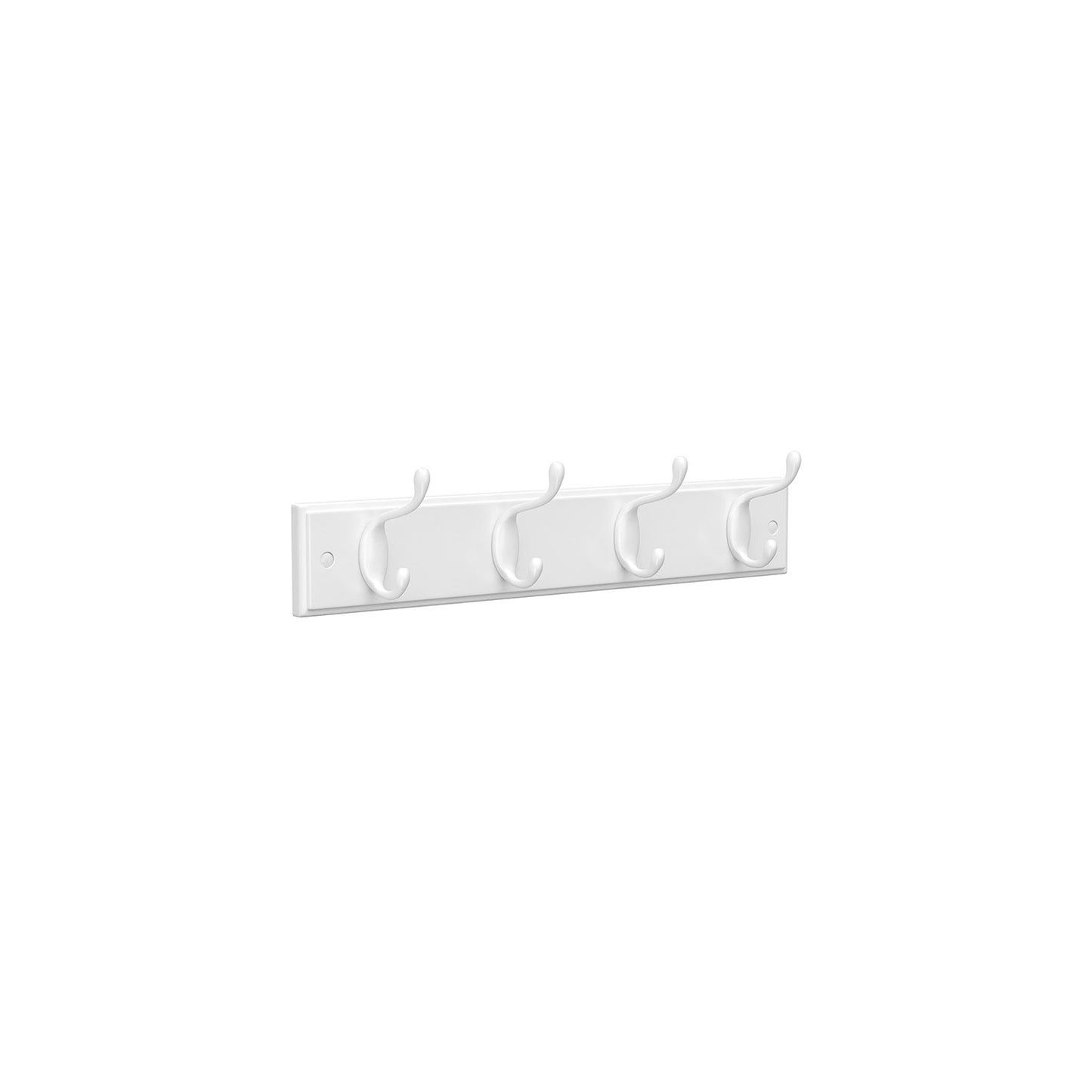 Wall-Mount Coat Rack, Oval Hook Rail, 4 Double Hooks, White