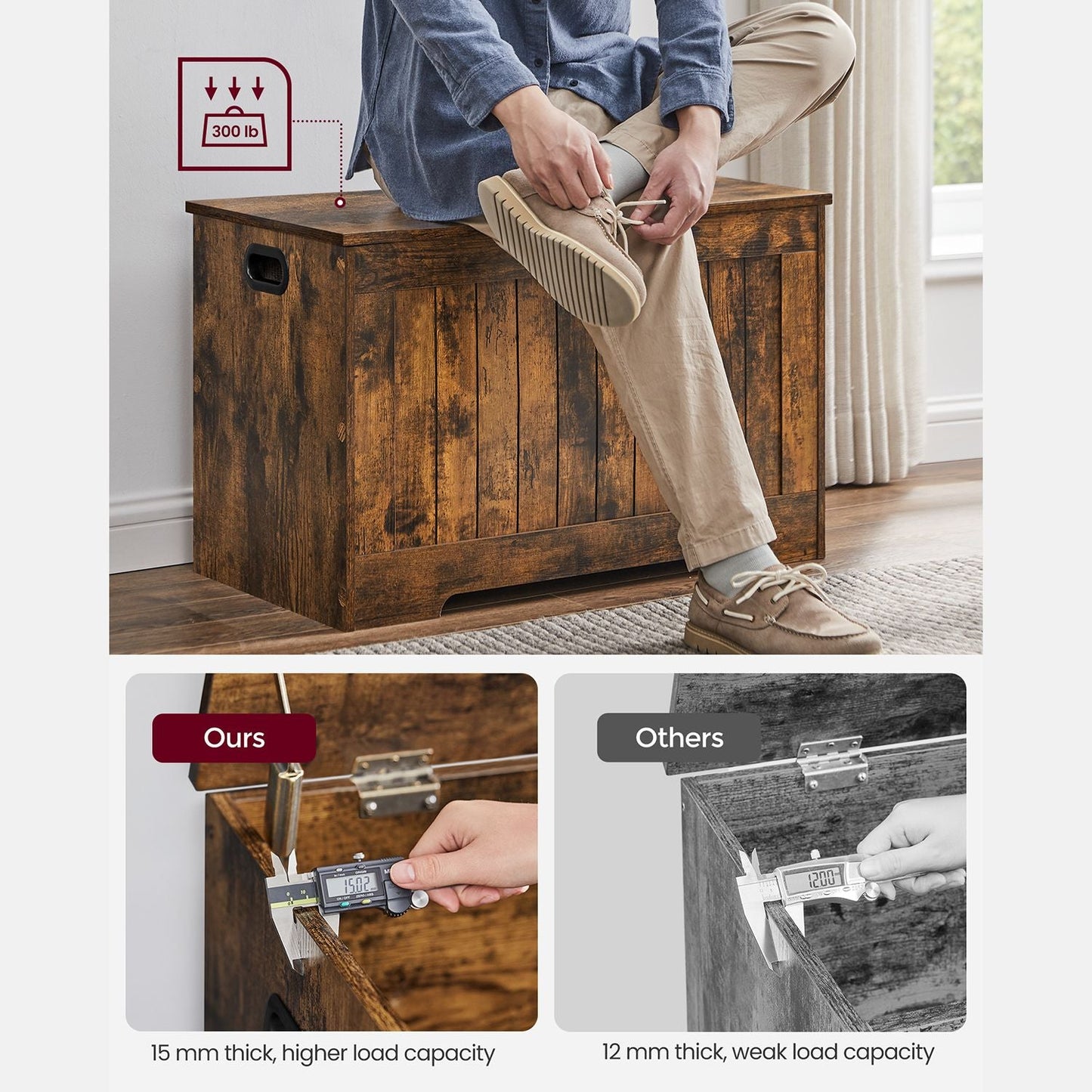 Storage Chest with 2 Safety Hinges
