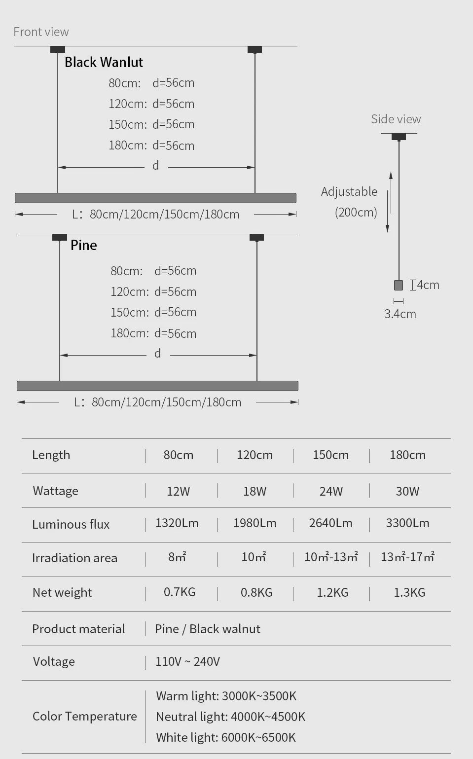 LINDÖ Wood Dimmable Linear Pendant Light