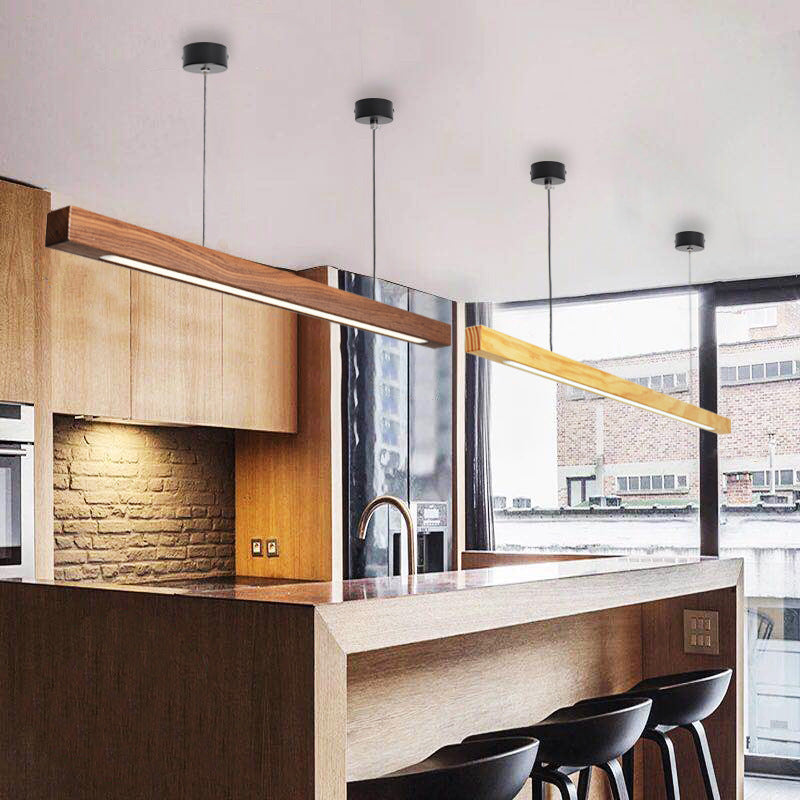 LINDÖ Wood Dimmable Linear Pendant Light