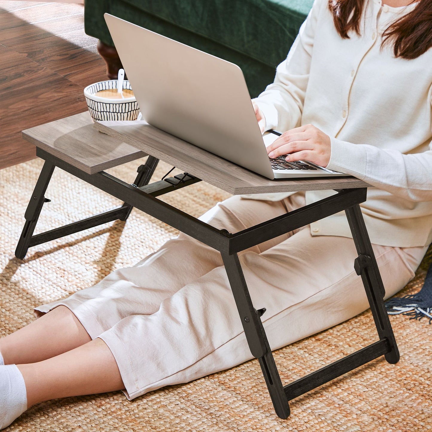 Laptop Desk for Bed or Sofa with Adjustable Tilting Top