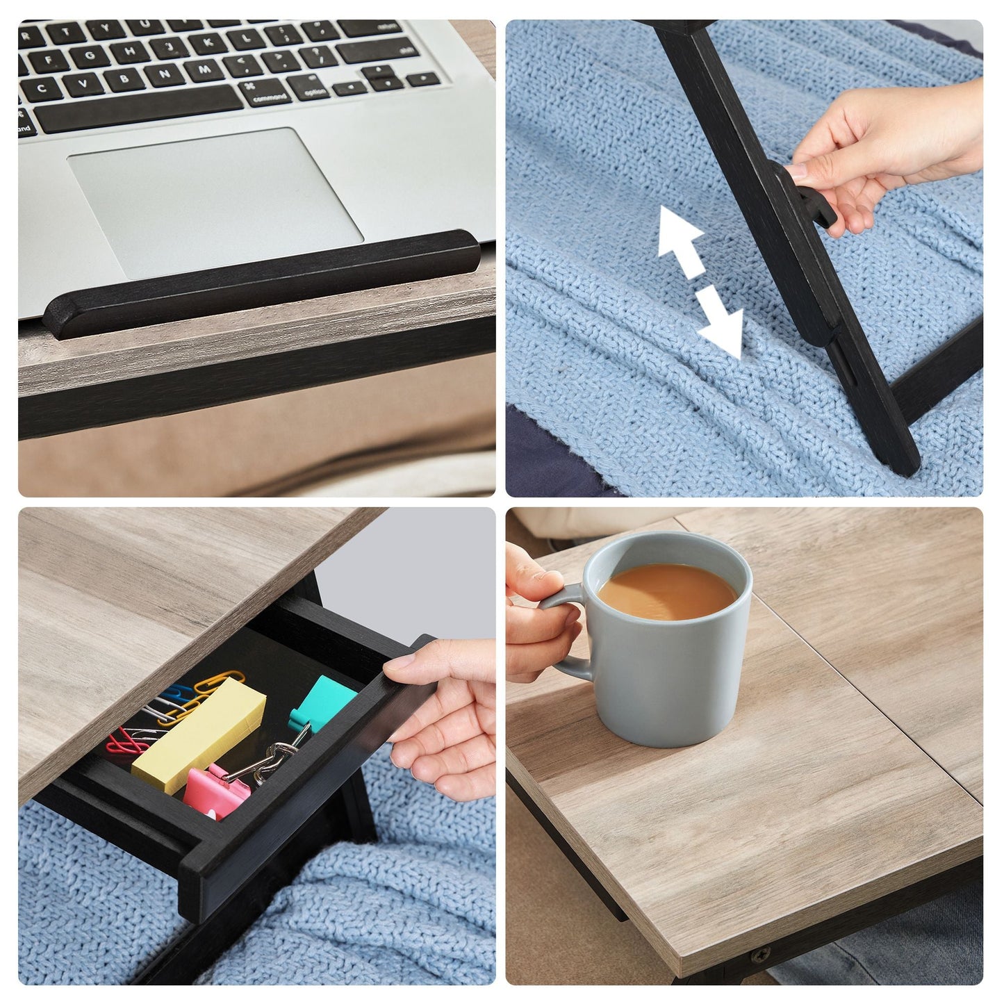 Laptop Desk for Bed or Sofa with Adjustable Tilting Top