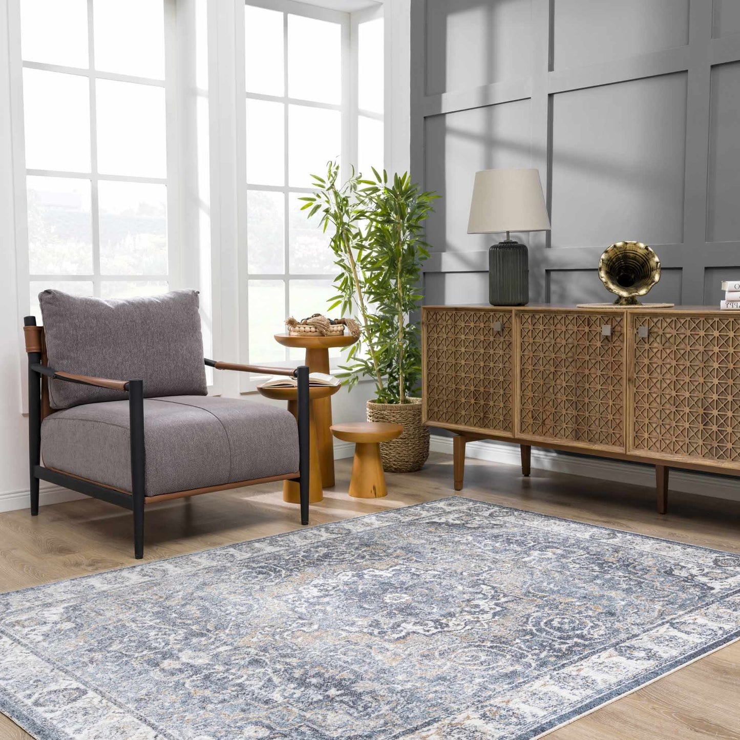 Aurum Blue Washable Area Rug