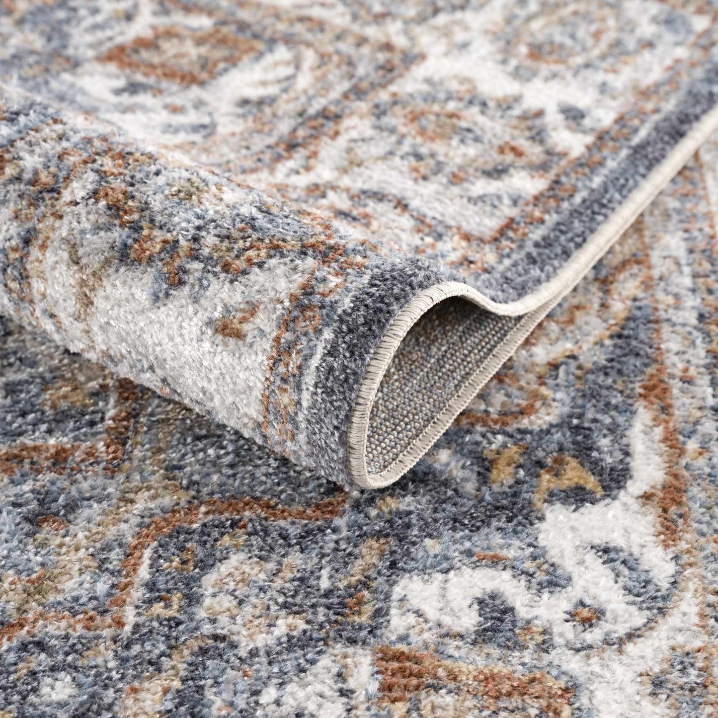 Aurum Blue & Beige Washable Area Rug