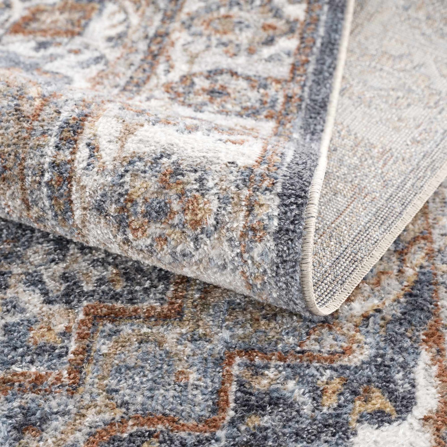 Aurum Blue & Beige Washable Area Rug